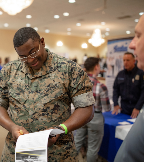 marine at a hiring fair