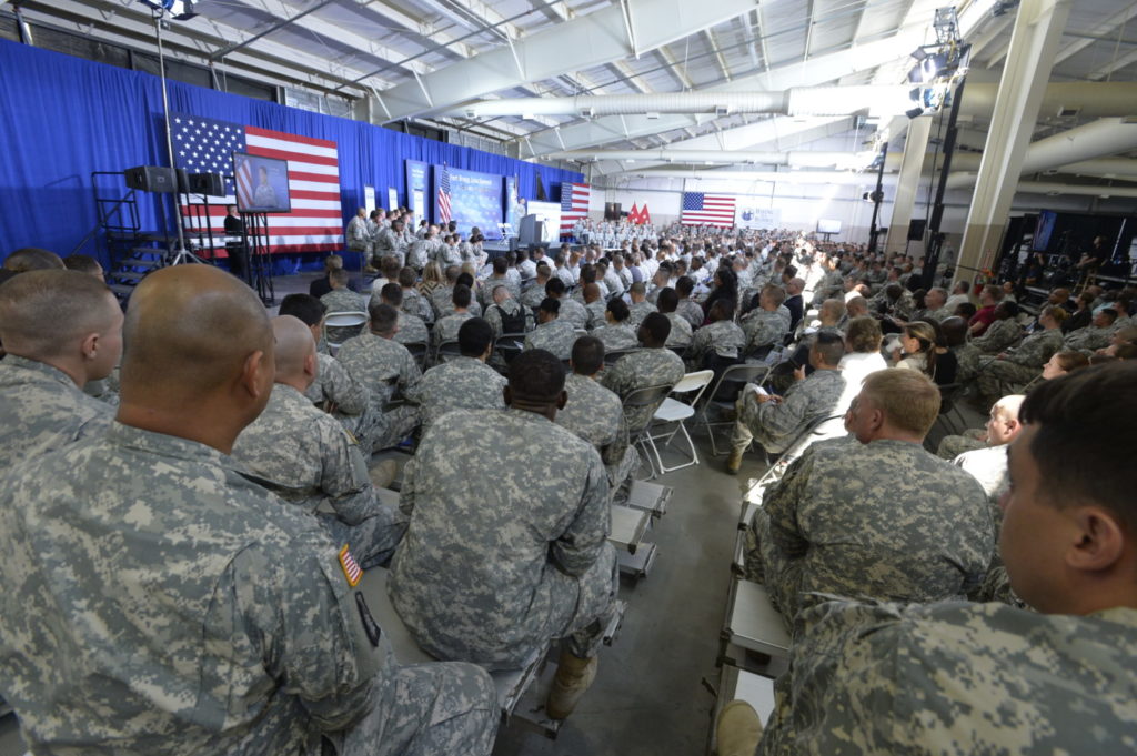 Fort Bragg soldiers attend Hiring Our Heroes hiring events on Aug. 13, 2014.