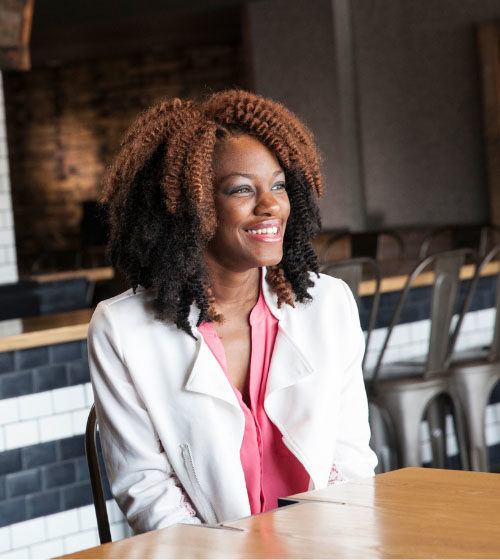 professional woman sitting for an interview