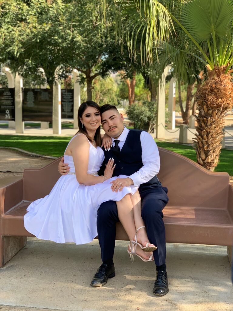 bride and groom on the couple's wedding day