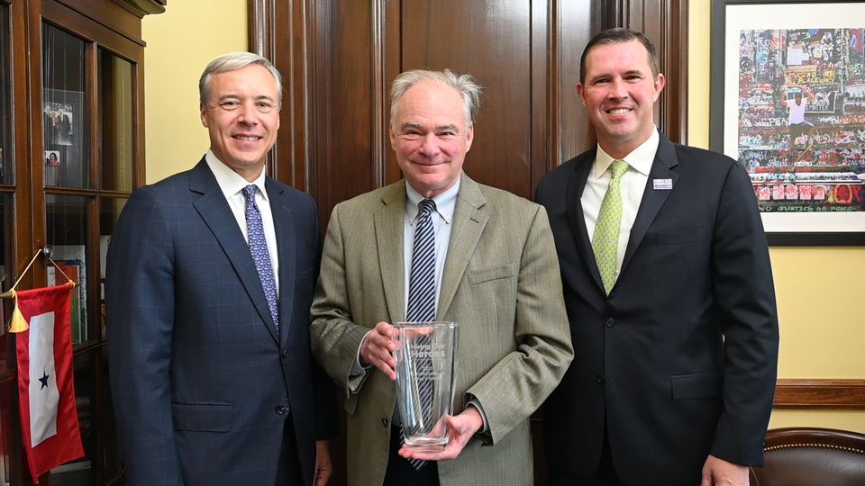 U.S. Sen. Tim Kaine receives HOH Congressional Impact Award