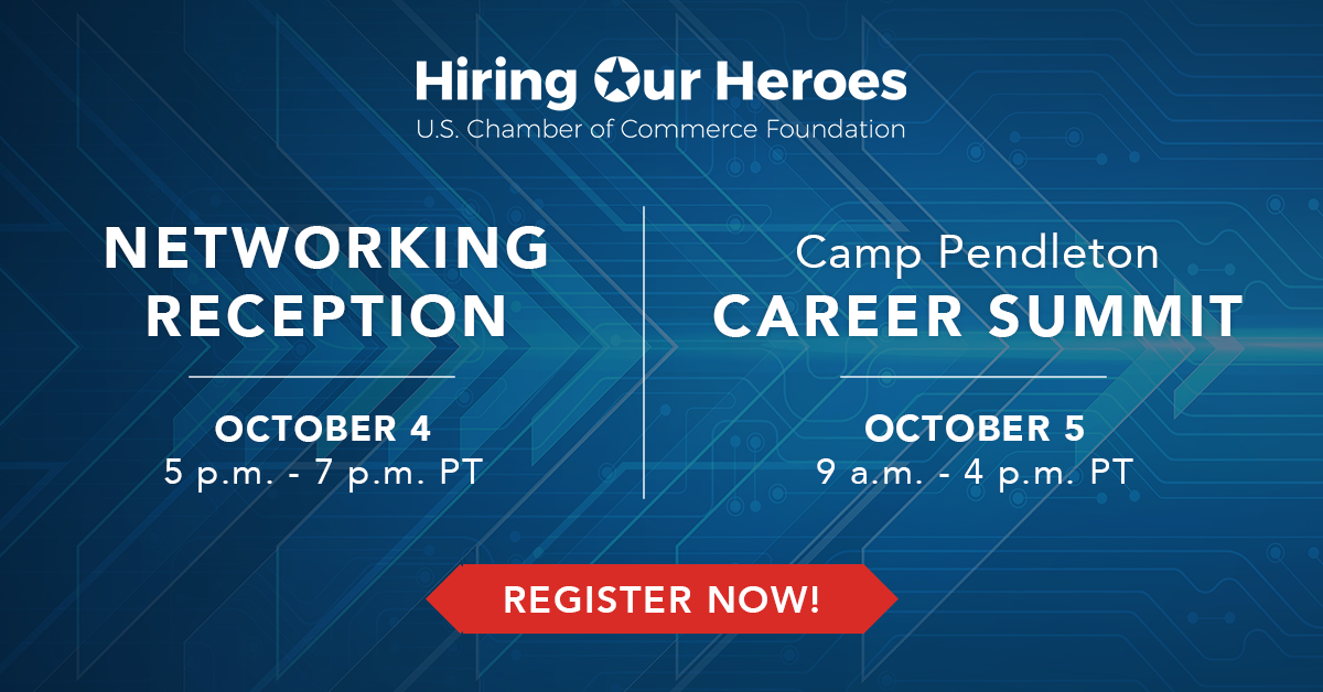 Networking Reception October 4, 2023 and Camp Pendleton Career Summit October 5, 2023 social media graphic