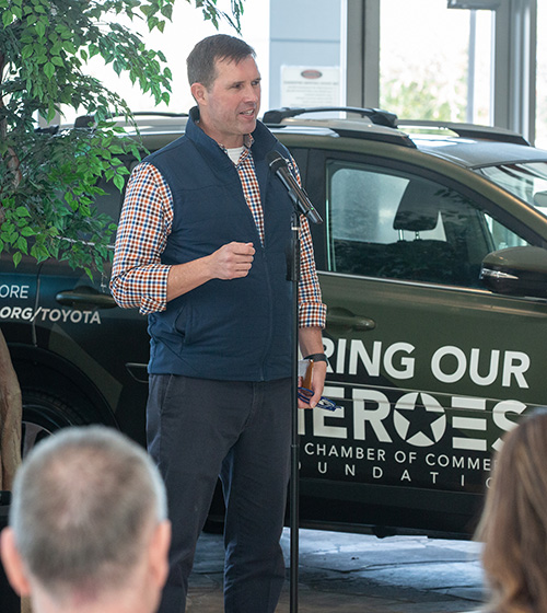 Hiring Our Heroes president Eric Eversole speaking about the Toyota Sweepstakes where a military connected person will win a new Toyota.