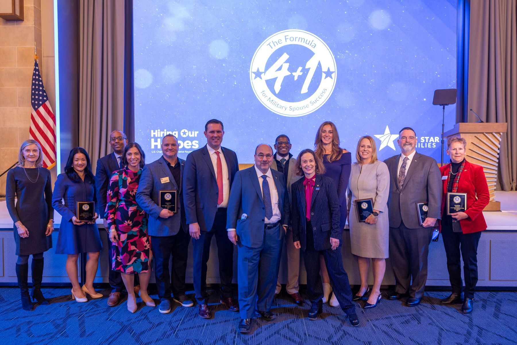 Hiring Our Heroes and Blue Star Families recognized the 12 original signatories during a ceremony at the U.S. Chamber of Commerce in December 2023.
