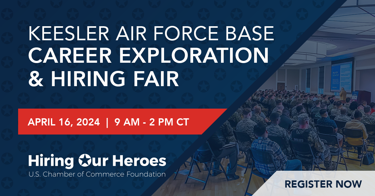 Keesler Air Force Base Career Exploration & Hiring Fair April 16, 2024 social media graphic