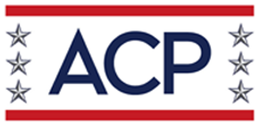 ACP red and navy blue logo