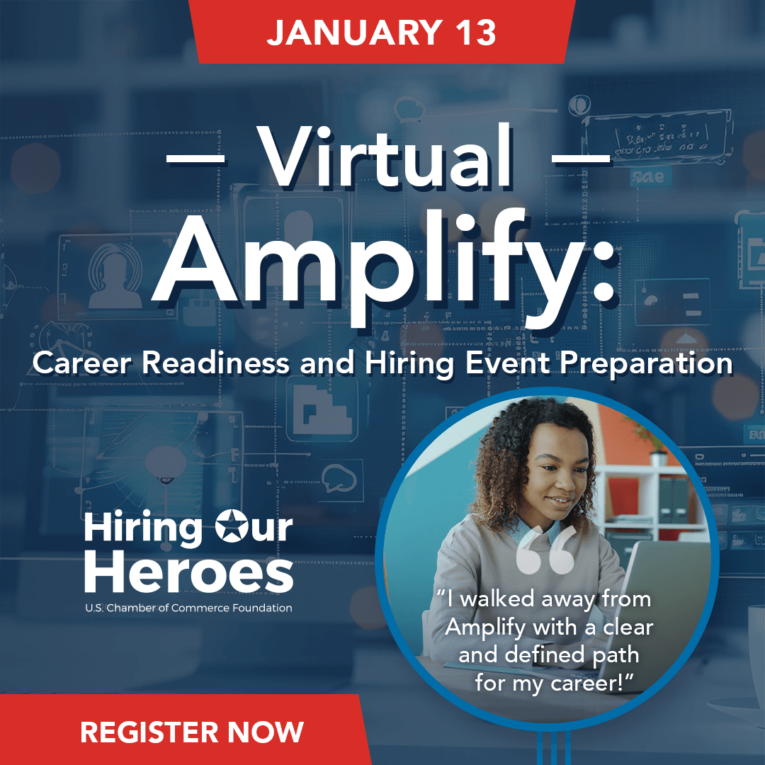 Virtual Amplify Career Readiness and Hiring Event Preparation January 13, 2025 - social media graphic