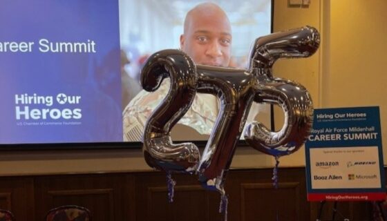 Celebrating 275 Career Summits ar RAF Mildenhall with balloons