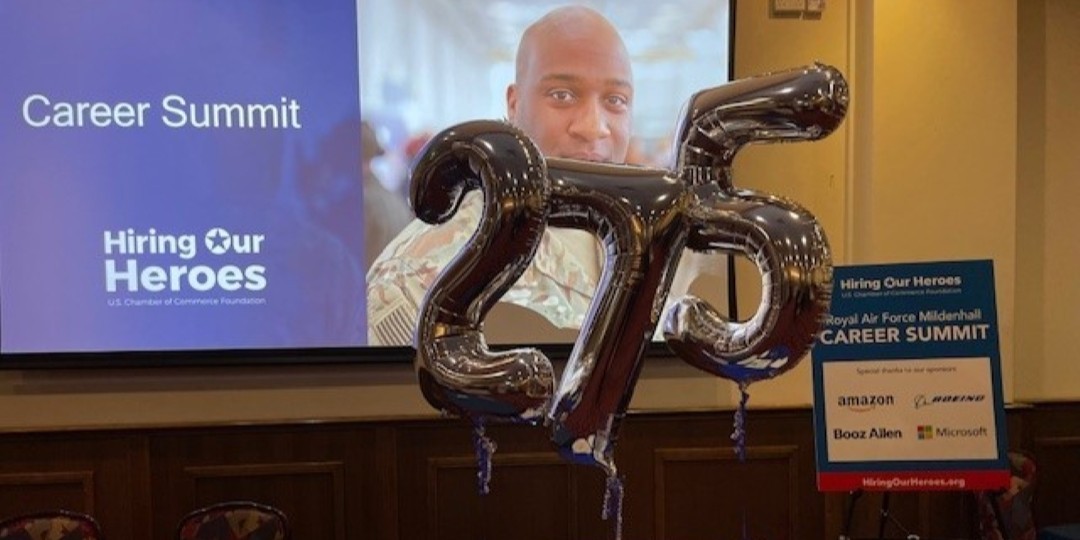Celebrating 275 Career Summits ar RAF Mildenhall with balloons