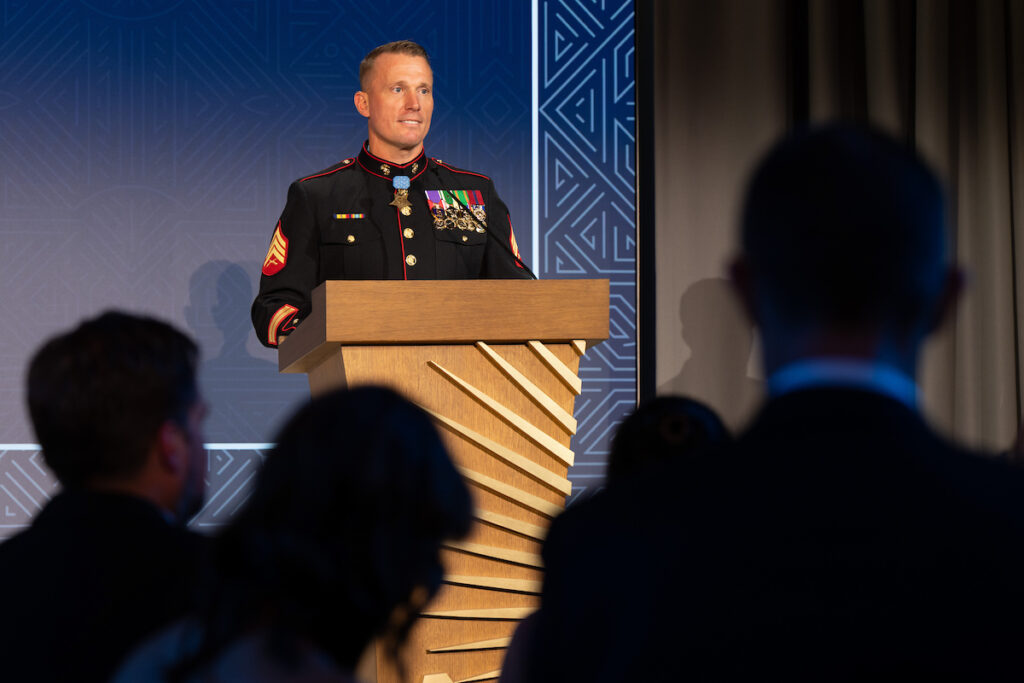 Sgt. Dakota Meyer, USMCR, delivers the Military Keynote.