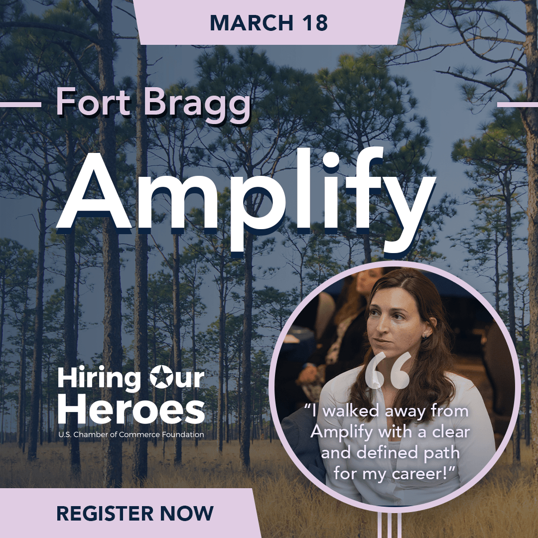 Hiring Our Heroes Fort Bragg Amplify March 18, 2026 - social media graphic