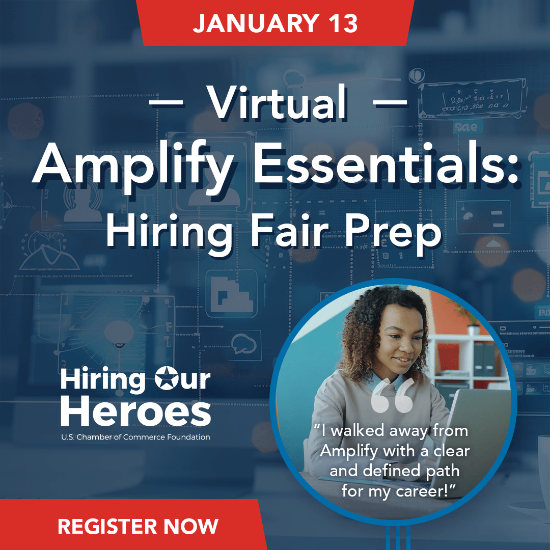 Virtual Amplify Essentials Hiring Event Preparation January 13, 2026 - social media graphic