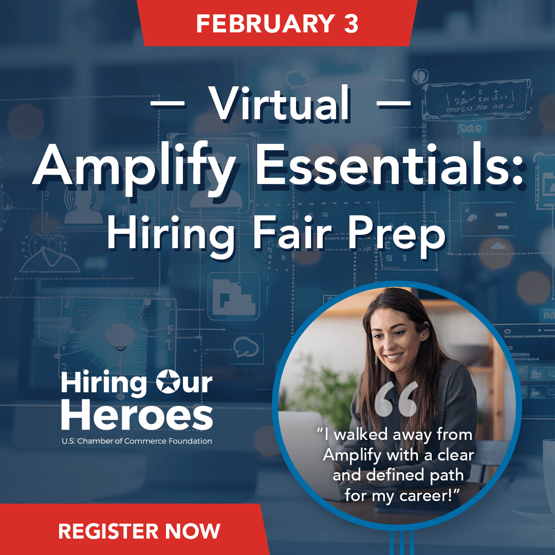 Hiring Our Heroes Virtual Amplify: Essentials: Hiring Event Preparation February 3, 2026 - social media graphic