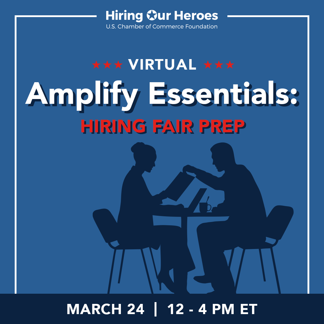 Hiring Our Heroes Virtual Amplify Essentials Hiring Fair Prep March 24, 2026 - social media graphic