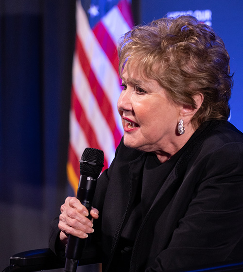 Elizabeth Dole speaks after receiving the President's Award for Lifetime Achievement at the Hiring Our Heroes Gala.