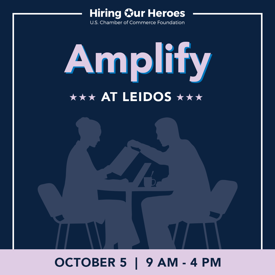 Hiring Our Heroes Amplify at Leidos October 5, 2026 - social media graphic